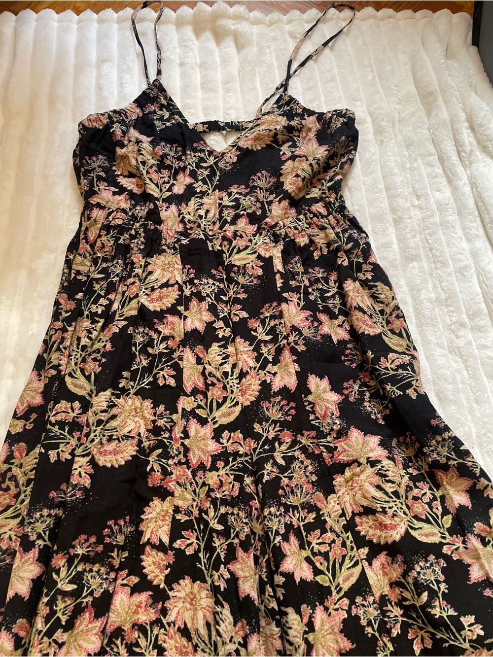 Free People Black Floral Wide-Leg Spaghetti-Strap Jumpsuit - Picture 4 of 15